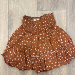 Altar'd State Rust Floral Smocked Skater Skirt